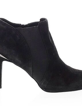 Tahari Black Suede Ankle Booties with Slim Heel